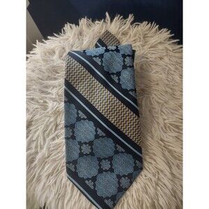 Vintage Givenchy Paris Navy Blue White Striped NeckTie Tie